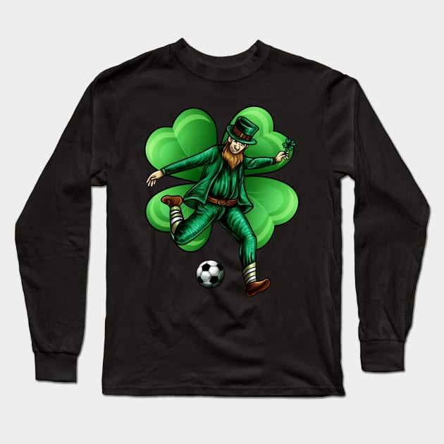 Leprechaun Soccer Lucky Irish Clover St Patricks Day Long Sleeve T-Shirt by E
